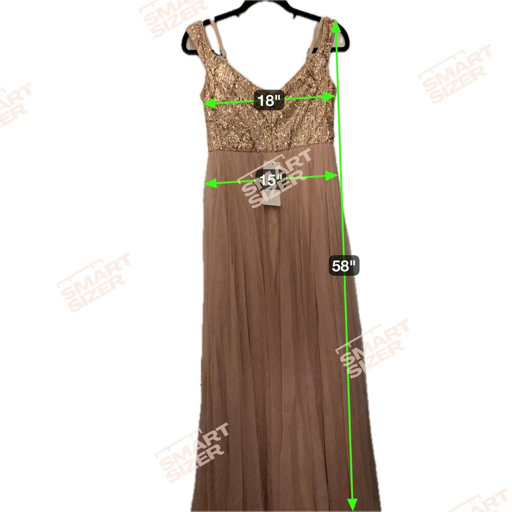 Champagne Colored Sequin Prom/Wedding Dress Size Large - Picture 3 of 7